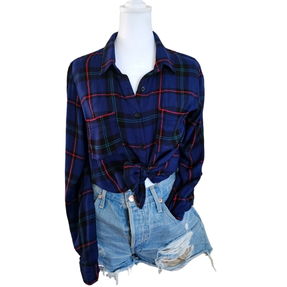 Stoosh Blue Button Down Flannel Size M - Picture 5 of 8